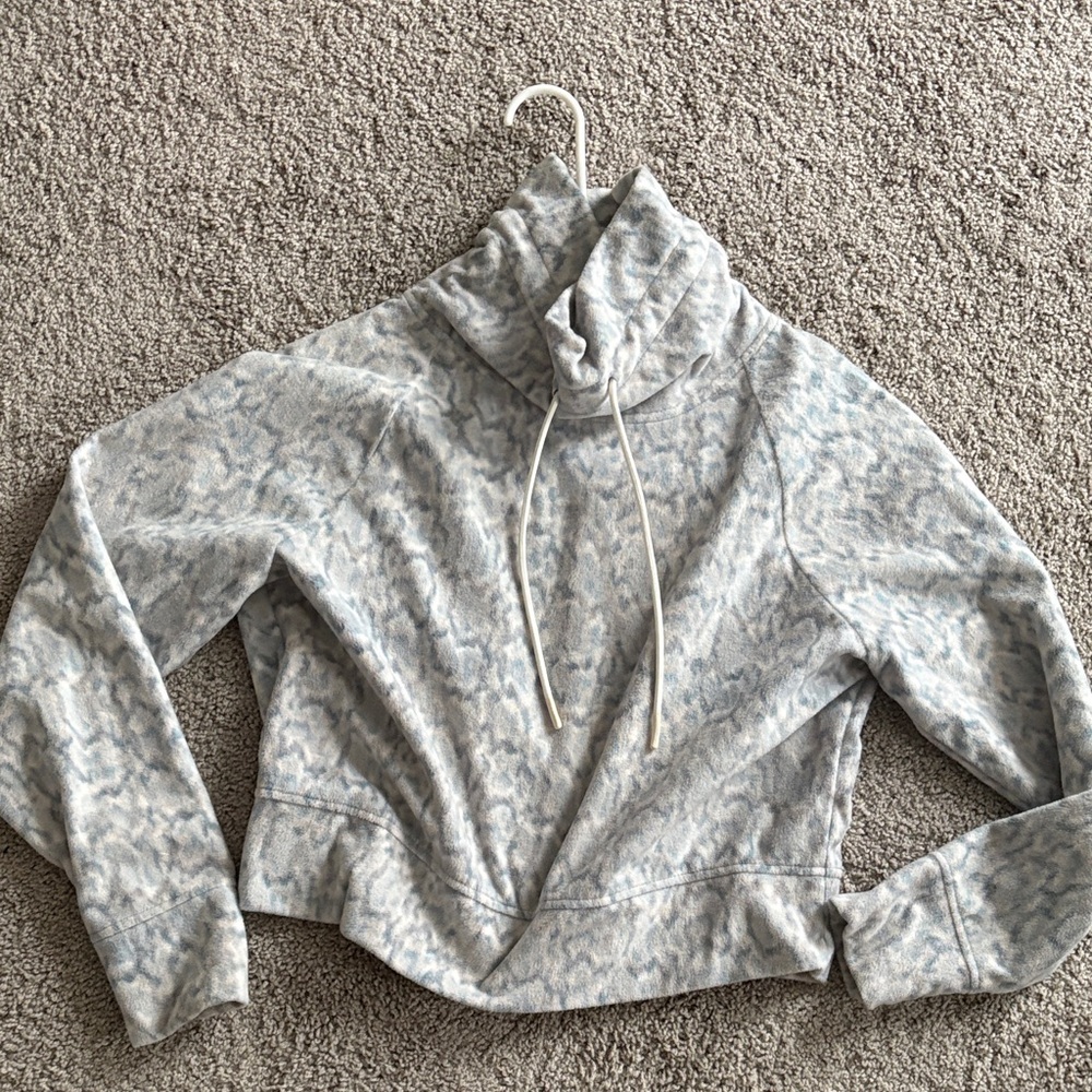 Gray Patterned Cowl Neck Sweater